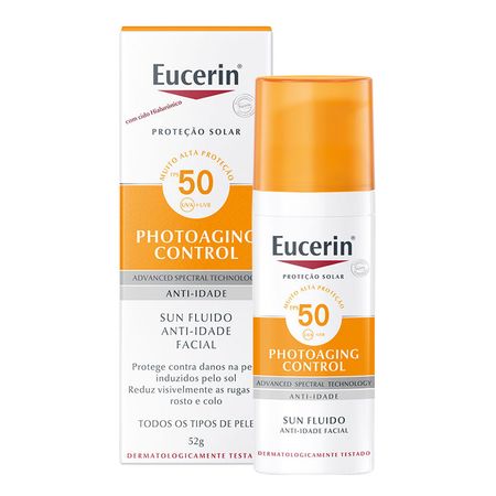 Protetor Solar Facial Eucerin - Sun Fluido Anti-Idade Creme Facial FPS50 50ml