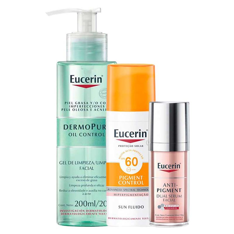 Eucerin Kit - Gel de Limpeza + Sérum + Protetor Solar Facial para Todos os Tipos de Pele Kit