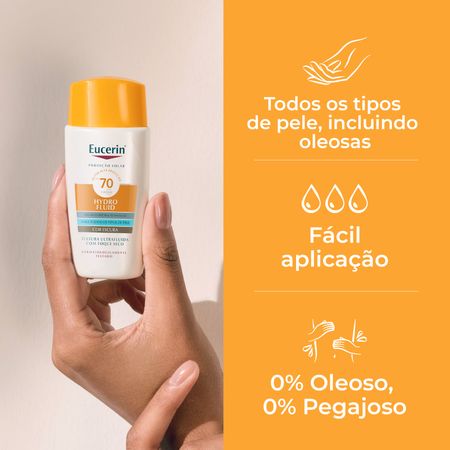 Eucerin Sun Protetor Solar Facial com Cor Hydro Fluid FPS70 Escura